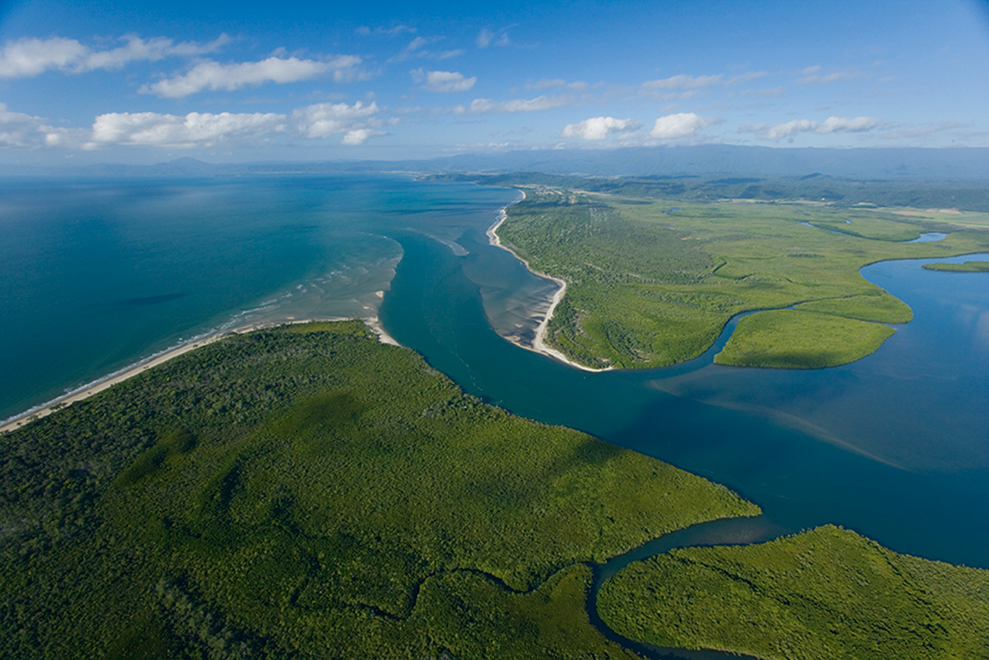 Aerial photo of the mouth of the Daintree River